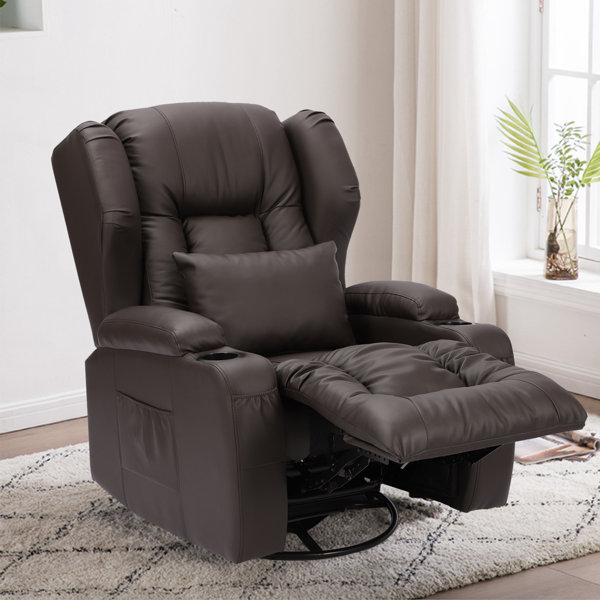 Isabelle & Max™ Lamentin Leather Swivel Rocker Recliner Manual Rocking